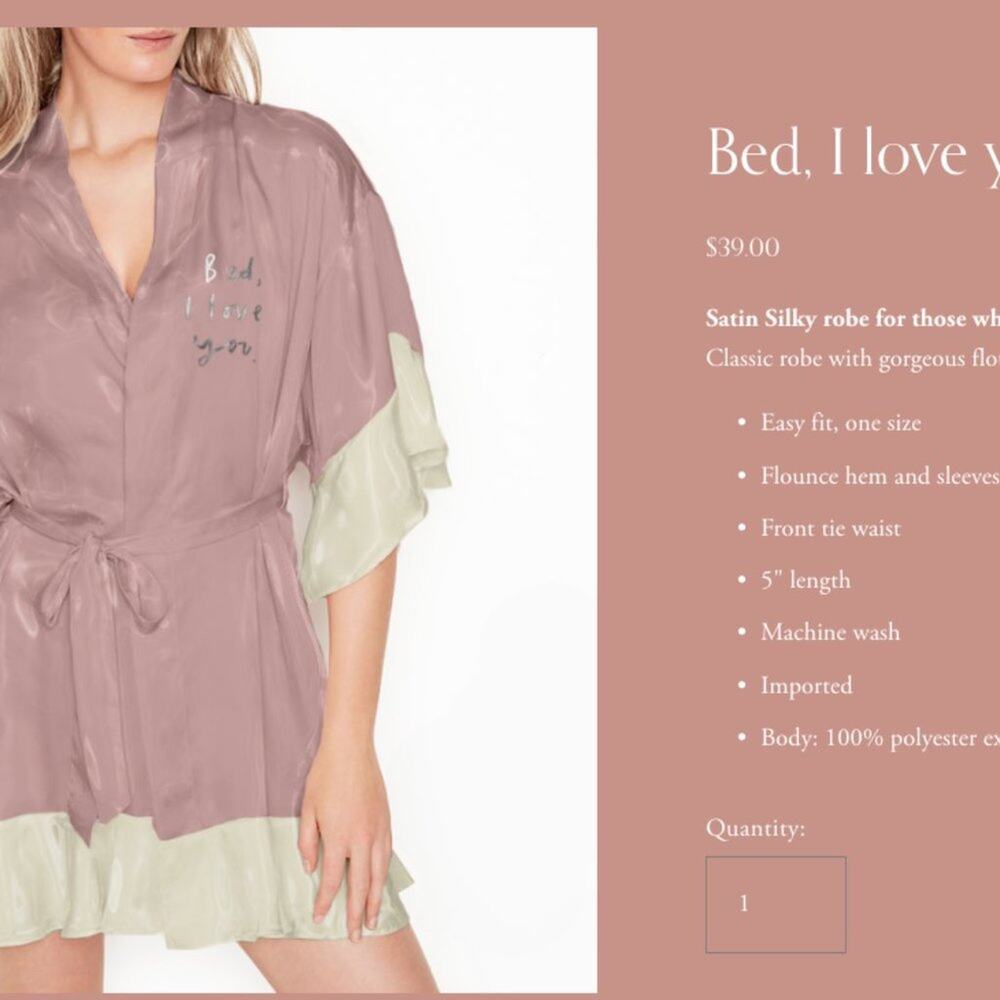 NEW Viola Vann Pink Satin Silky Tie Waist Robe "Bed I Love You" - Picture 4 of 5